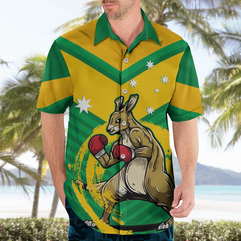 Personalised Australia Boxing Kangaroo Hawaiian Shirt Aussie Pride National Color - Vibe Hoodie Shop