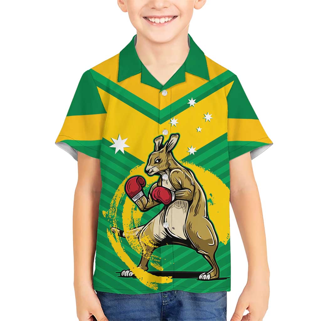 Personalised Australia Boxing Kangaroo Hawaiian Shirt Aussie Pride National Color - Vibe Hoodie Shop