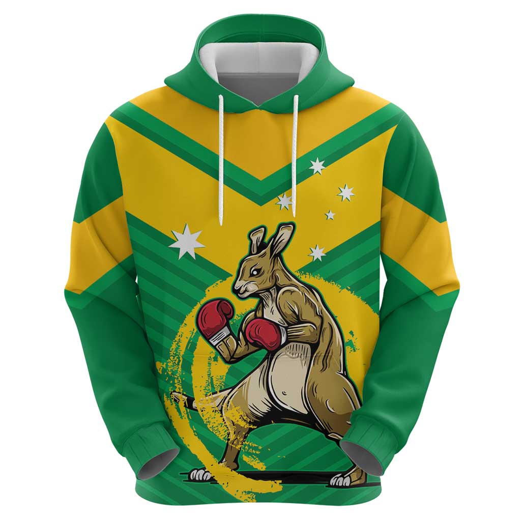 Personalised Australia Boxing Kangaroo Hoodie Aussie Pride National Color - Vibe Hoodie Shop