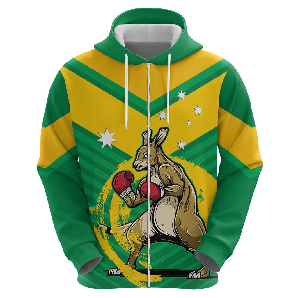Personalised Australia Boxing Kangaroo Hoodie Aussie Pride National Color - Vibe Hoodie Shop