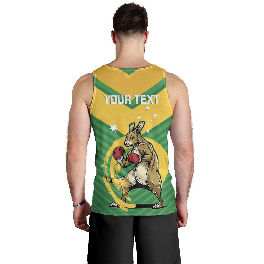 Personalised Australia Boxing Kangaroo Men Tank Top Aussie Pride National Color - Vibe Hoodie Shop