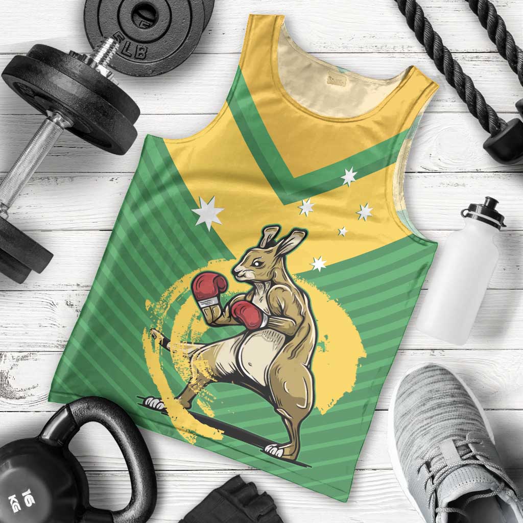 Personalised Australia Boxing Kangaroo Men Tank Top Aussie Pride National Color - Vibe Hoodie Shop