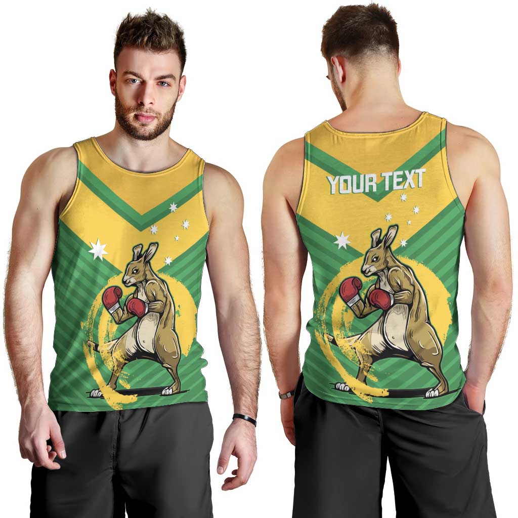 Personalised Australia Boxing Kangaroo Men Tank Top Aussie Pride National Color - Vibe Hoodie Shop