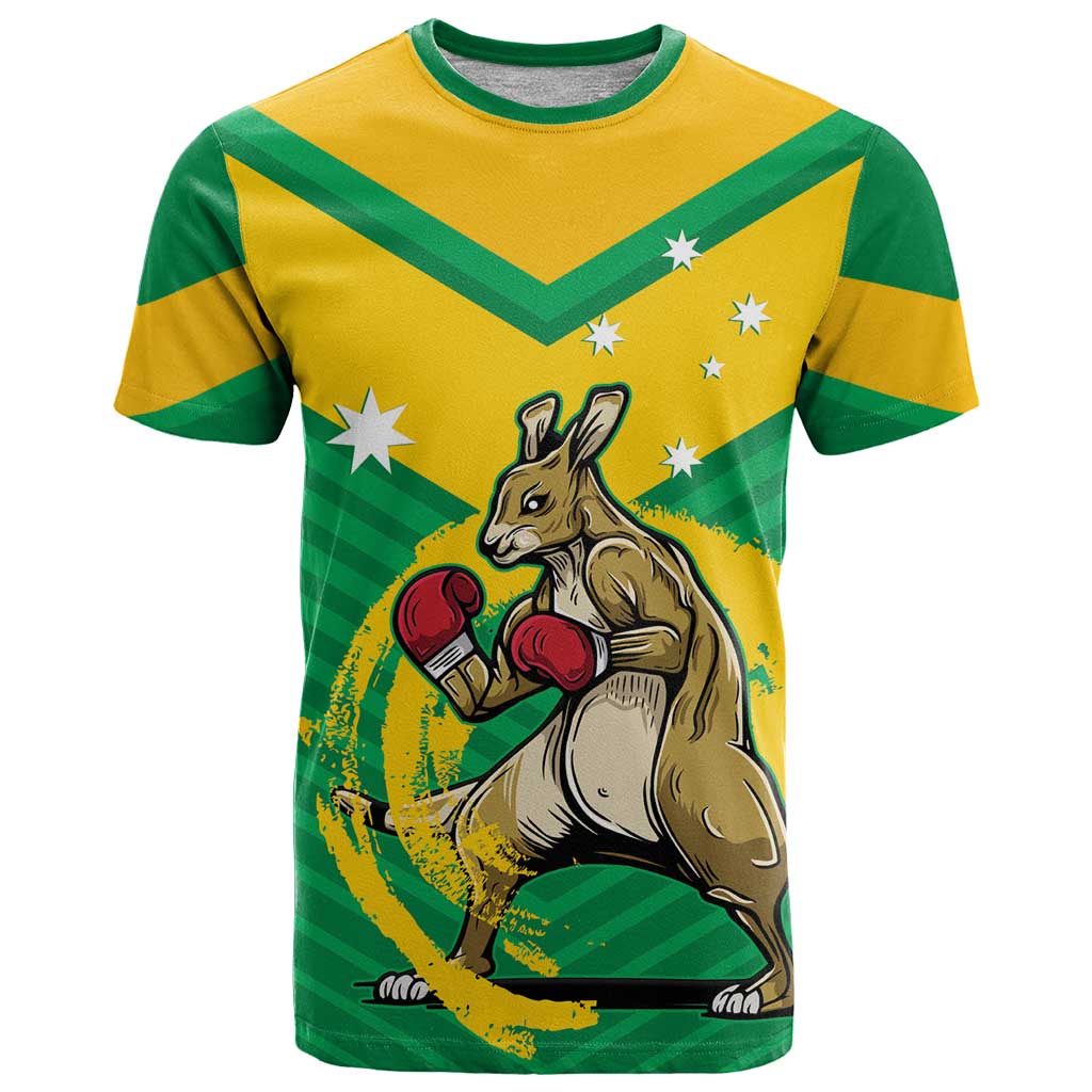 Personalised Australia Boxing Kangaroo T Shirt Aussie Pride National Color - Vibe Hoodie Shop