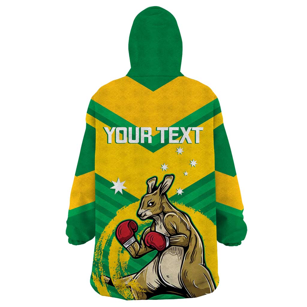 Personalised Australia Boxing Kangaroo Wearable Blanket Hoodie Aussie Pride National Color - Vibe Hoodie Shop