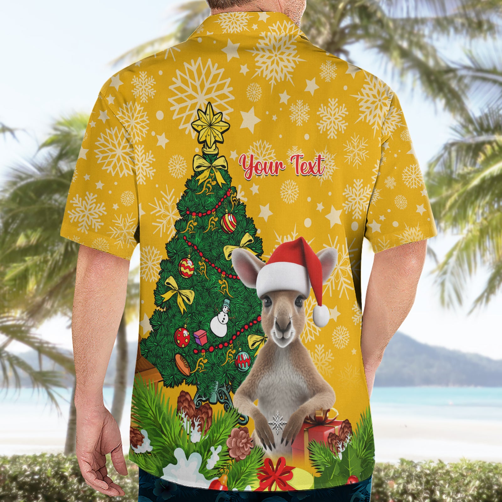 Personalised Wallabies Rugby Christmas Hawaiian Shirt Merry Xmas With Australian Kangaroo - Vibe Hoodie Shop