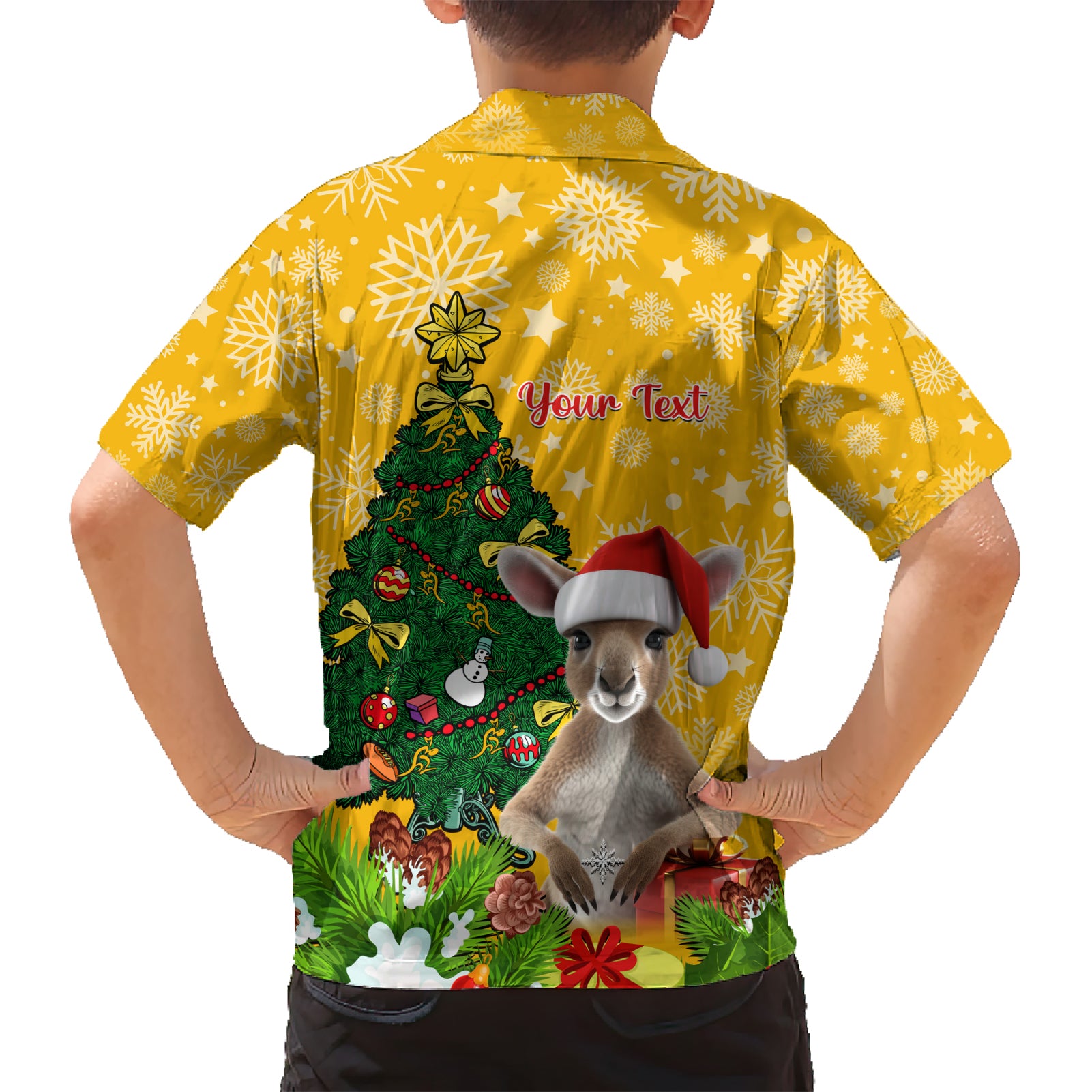 Personalised Wallabies Rugby Christmas Hawaiian Shirt Merry Xmas With Australian Kangaroo - Vibe Hoodie Shop