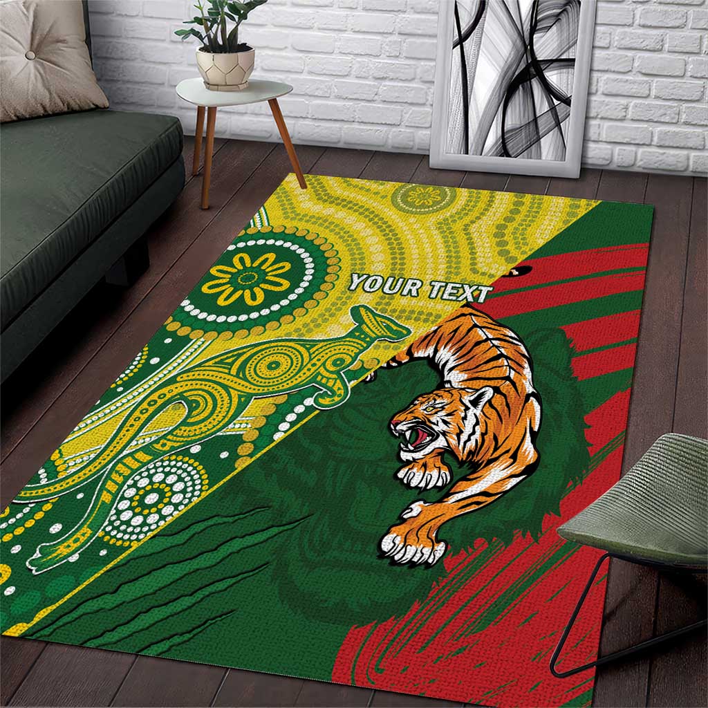 Custom Bangladesh And Australia Cricket Area Rug Kangaroo Tiger Together - Vibe Hoodie Shop