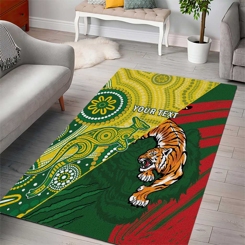 Custom Bangladesh And Australia Cricket Area Rug Kangaroo Tiger Together - Vibe Hoodie Shop