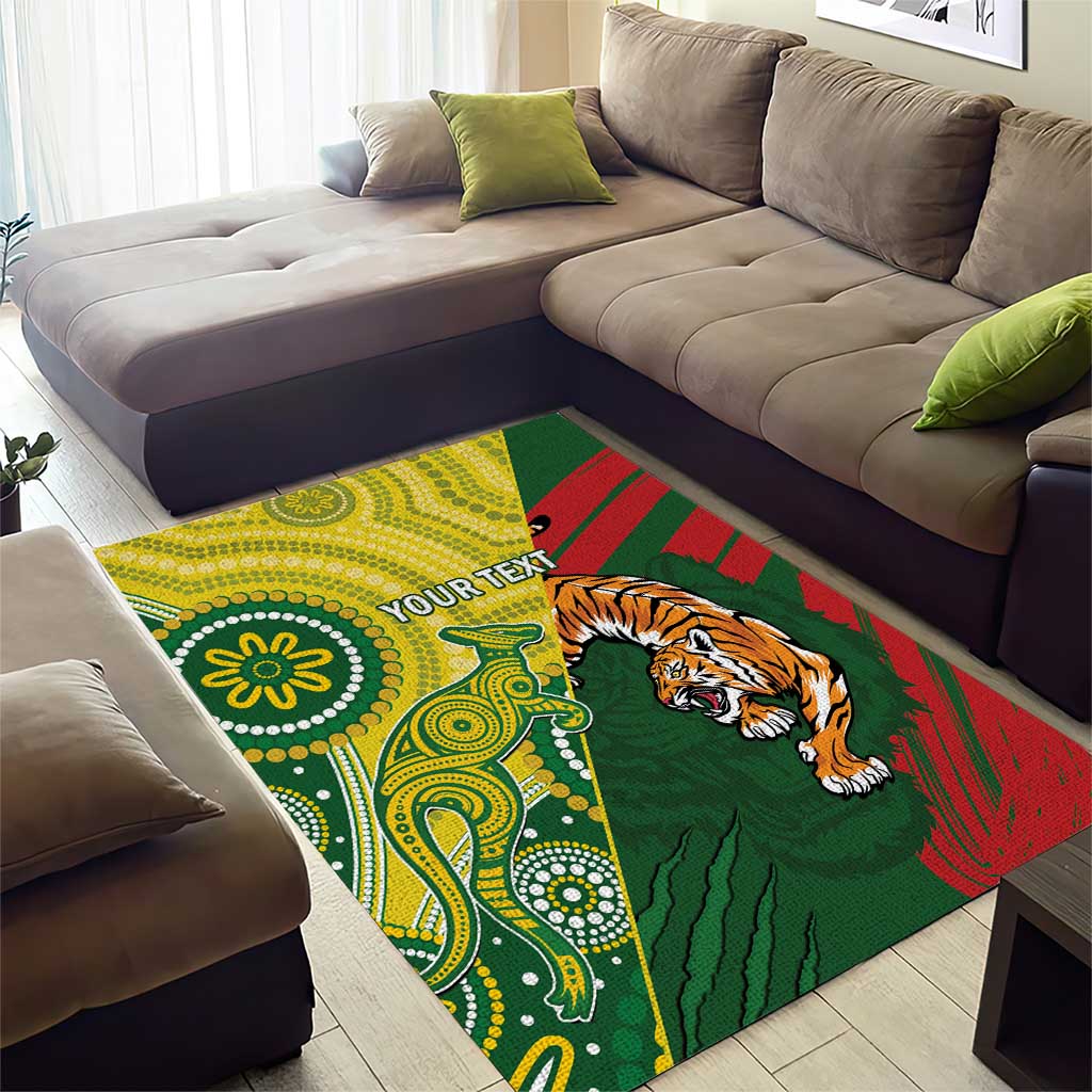 Custom Bangladesh And Australia Cricket Area Rug Kangaroo Tiger Together - Vibe Hoodie Shop