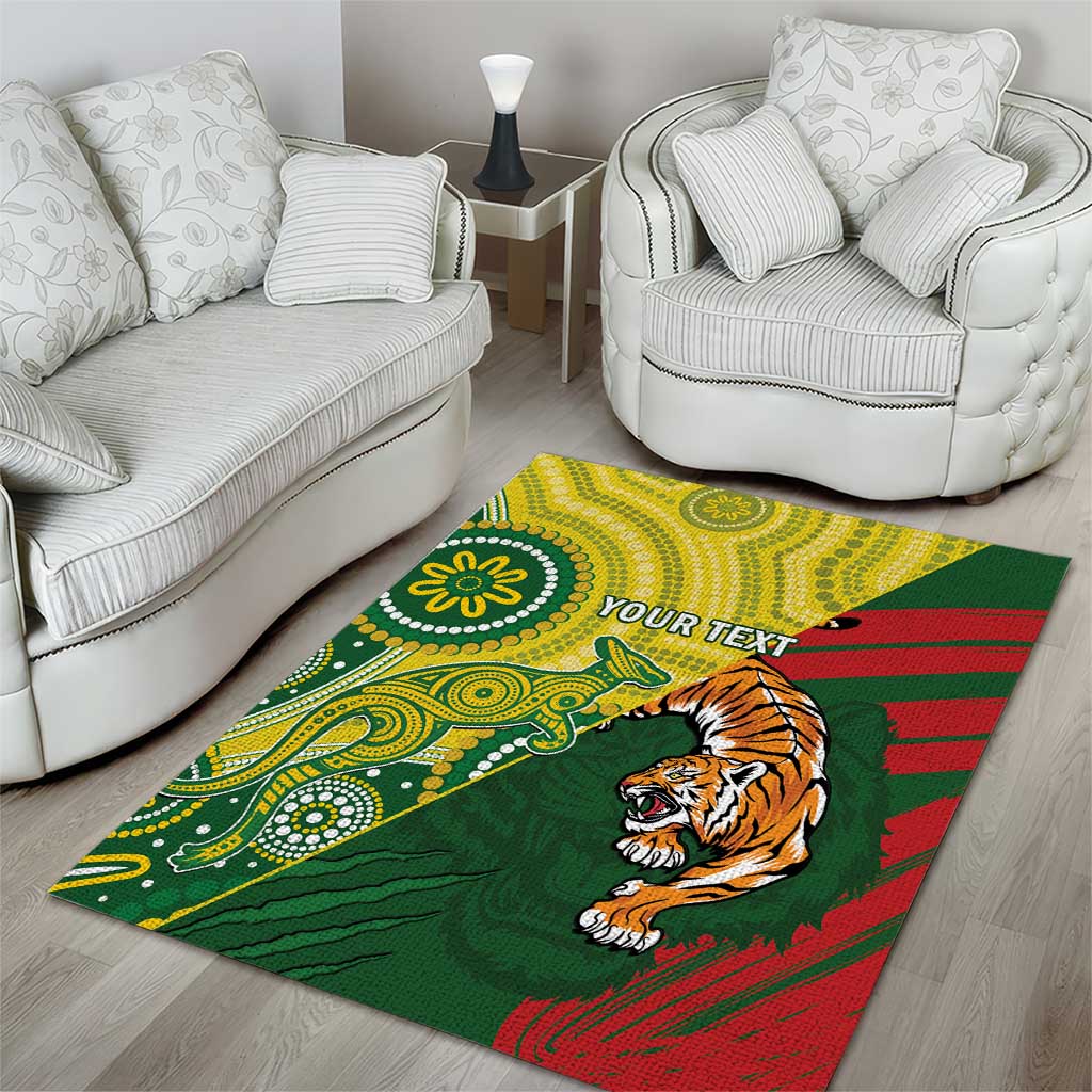 Custom Bangladesh And Australia Cricket Area Rug Kangaroo Tiger Together - Vibe Hoodie Shop