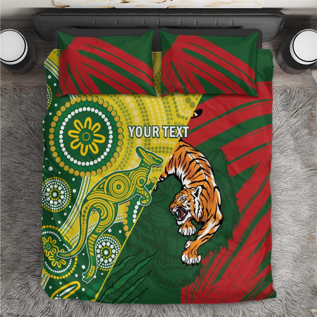 Custom Bangladesh And Australia Cricket Bedding Set Kangaroo Tiger Together - Vibe Hoodie Shop