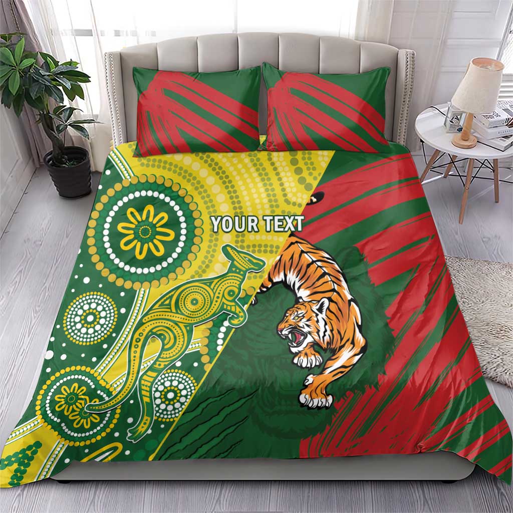 Custom Bangladesh And Australia Cricket Bedding Set Kangaroo Tiger Together - Vibe Hoodie Shop
