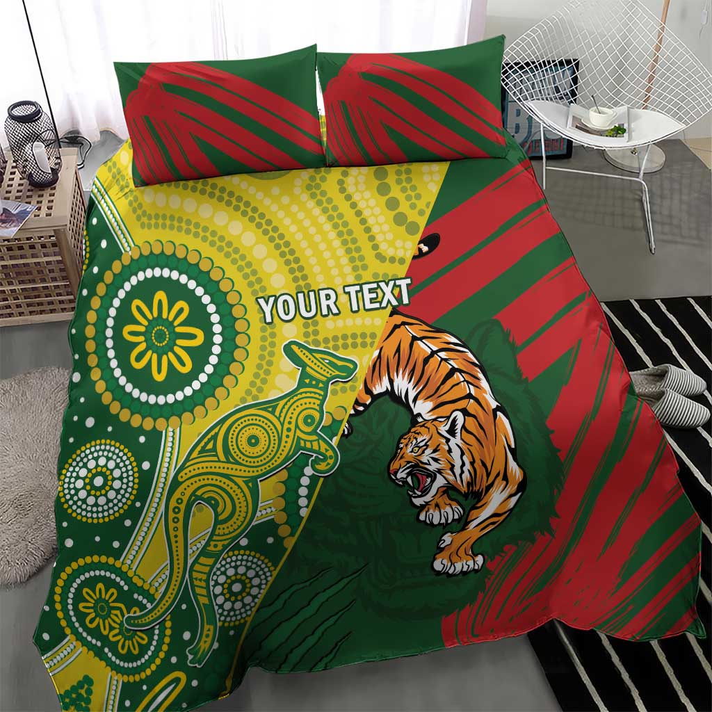 Custom Bangladesh And Australia Cricket Bedding Set Kangaroo Tiger Together - Vibe Hoodie Shop