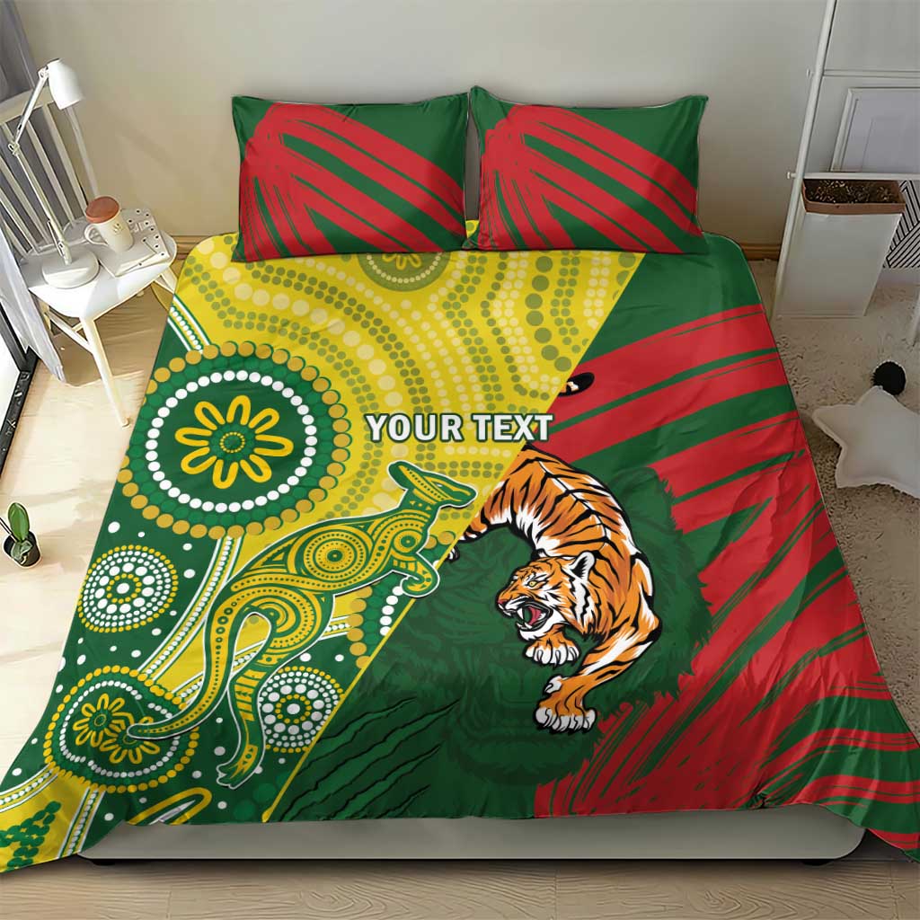 Custom Bangladesh And Australia Cricket Bedding Set Kangaroo Tiger Together - Vibe Hoodie Shop