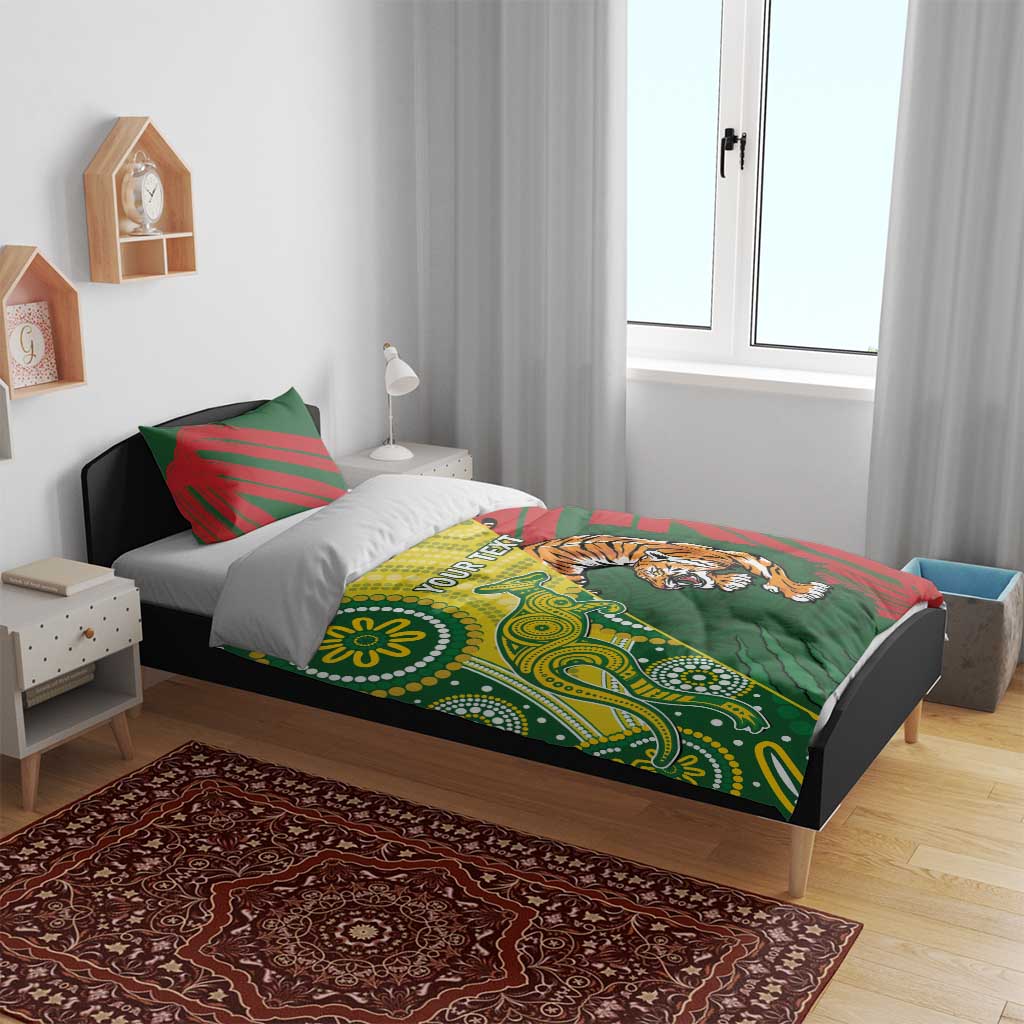 Custom Bangladesh And Australia Cricket Bedding Set Kangaroo Tiger Together - Vibe Hoodie Shop