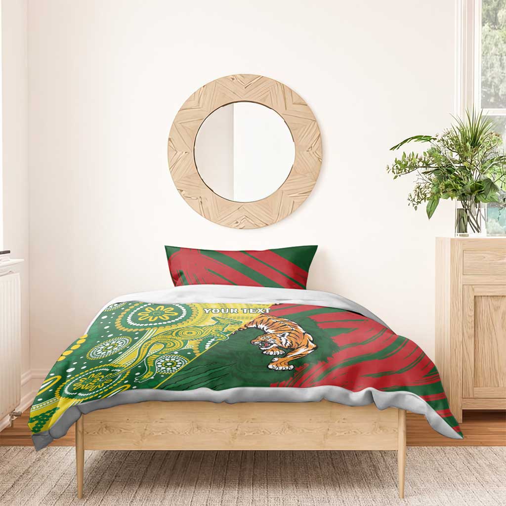 Custom Bangladesh And Australia Cricket Bedding Set Kangaroo Tiger Together - Vibe Hoodie Shop