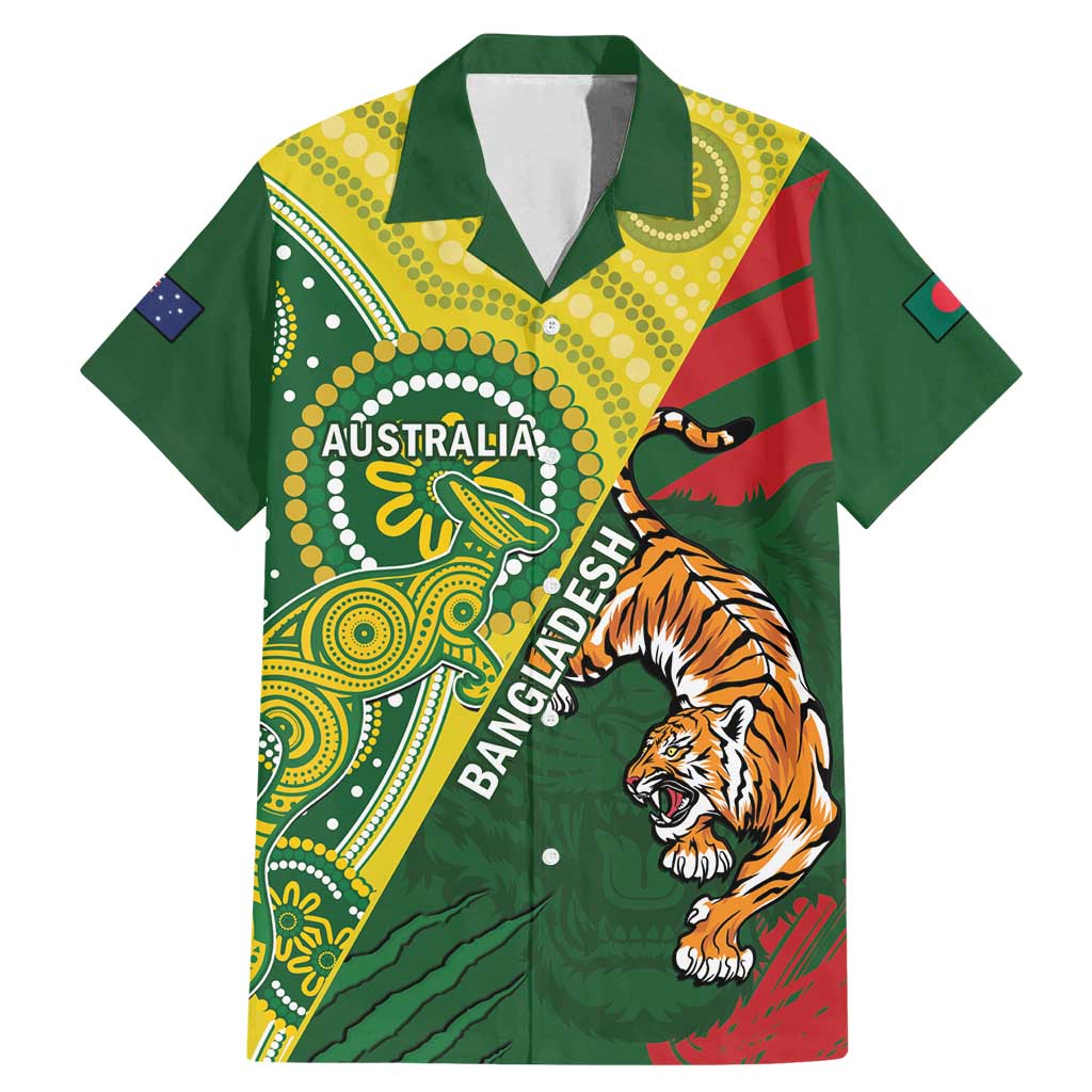 Custom Bangladesh And Australia Cricket Family Matching Mermaid Dress and Hawaiian Shirt Kangaroo Tiger Together
