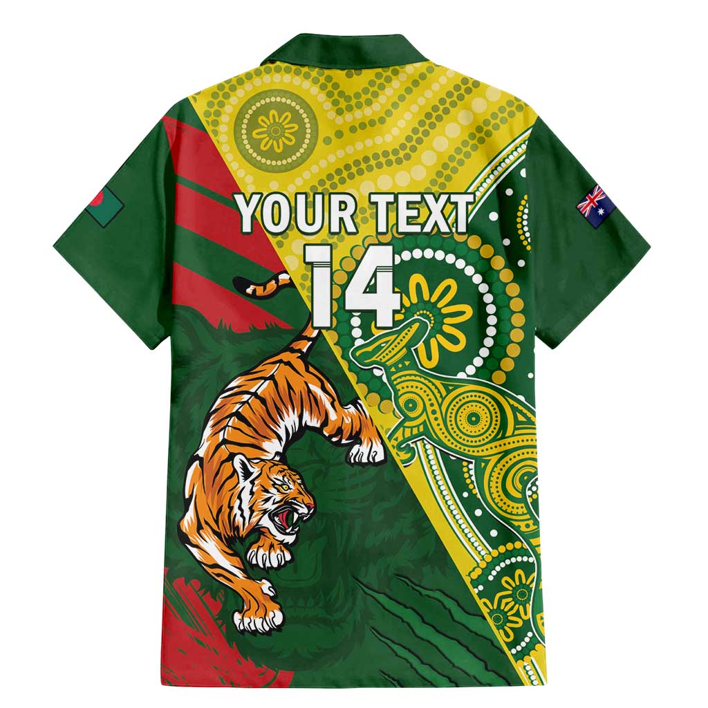 Custom Bangladesh And Australia Cricket Family Matching Mermaid Dress and Hawaiian Shirt Kangaroo Tiger Together