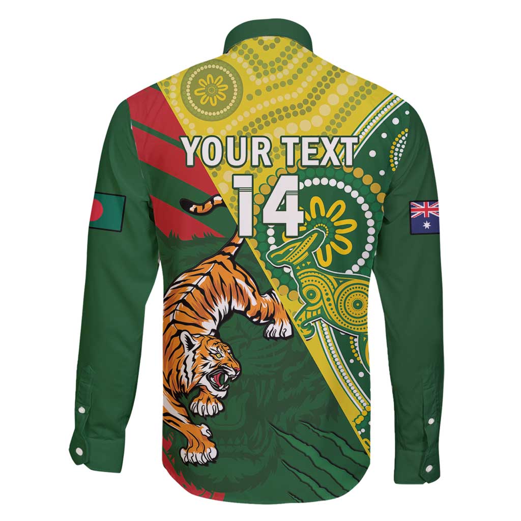 Custom Bangladesh And Australia Cricket Family Matching Summer Maxi Dress and Hawaiian Shirt Kangaroo Tiger Together
