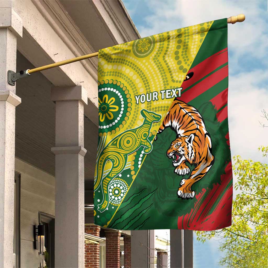 Custom Bangladesh And Australia Cricket Garden Flag Kangaroo Tiger Together - Vibe Hoodie Shop