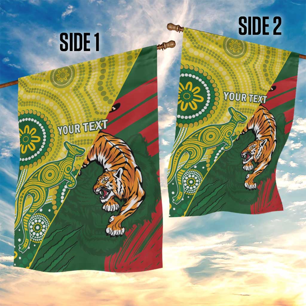 Custom Bangladesh And Australia Cricket Garden Flag Kangaroo Tiger Together - Vibe Hoodie Shop