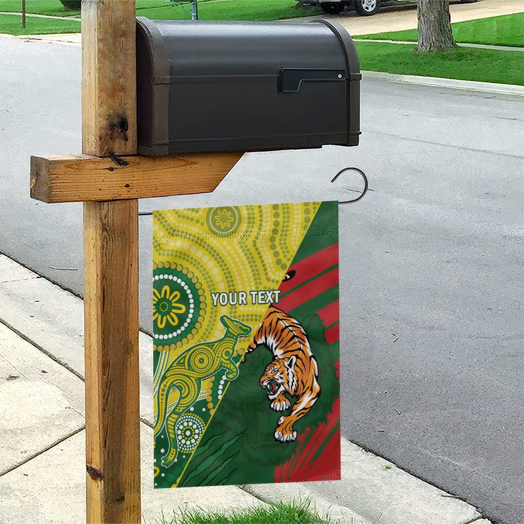 Custom Bangladesh And Australia Cricket Garden Flag Kangaroo Tiger Together - Vibe Hoodie Shop