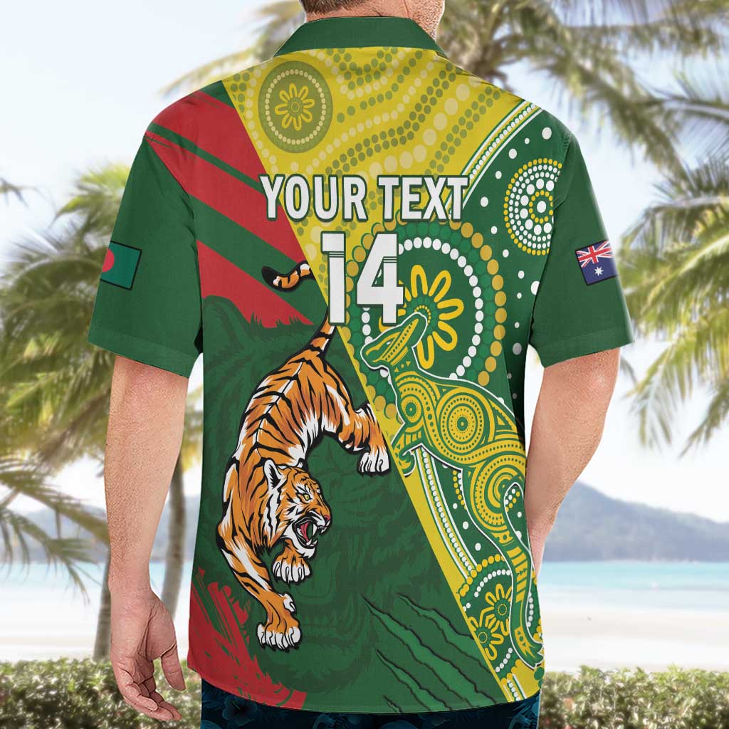 Custom Bangladesh And Australia Cricket Hawaiian Shirt Kangaroo Tiger Together - Vibe Hoodie Shop