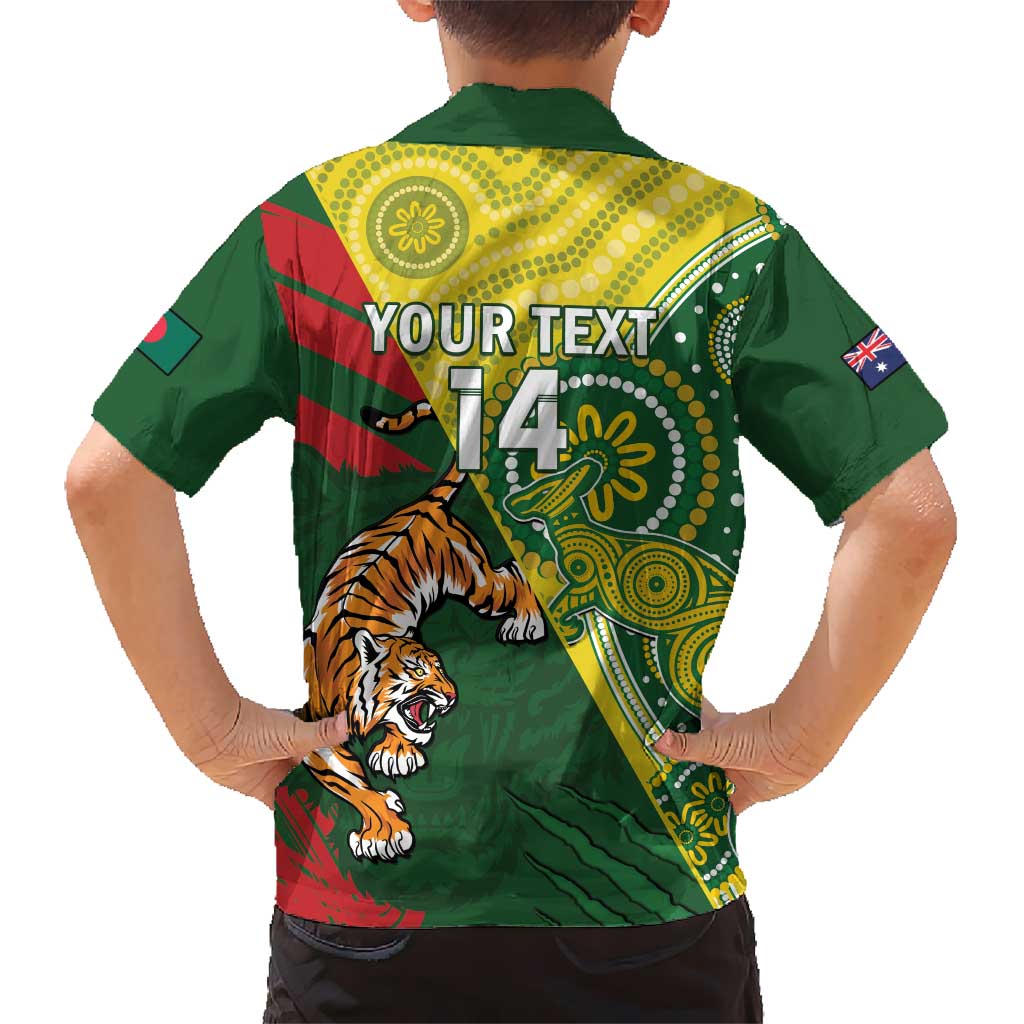 Custom Bangladesh And Australia Cricket Hawaiian Shirt Kangaroo Tiger Together - Vibe Hoodie Shop