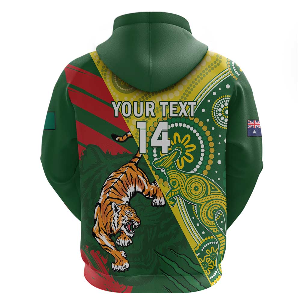 Custom Bangladesh And Australia Cricket Hoodie Kangaroo Tiger Together - Vibe Hoodie Shop