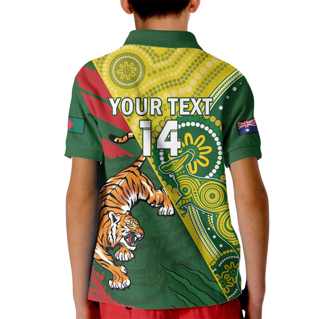 Custom Bangladesh And Australia Cricket Kid Polo Shirt Kangaroo Tiger Together - Vibe Hoodie Shop