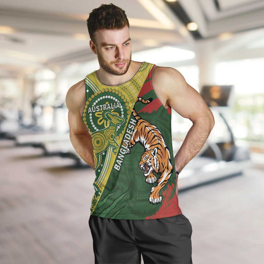 Custom Bangladesh And Australia Cricket Men Tank Top Kangaroo Tiger Together - Vibe Hoodie Shop