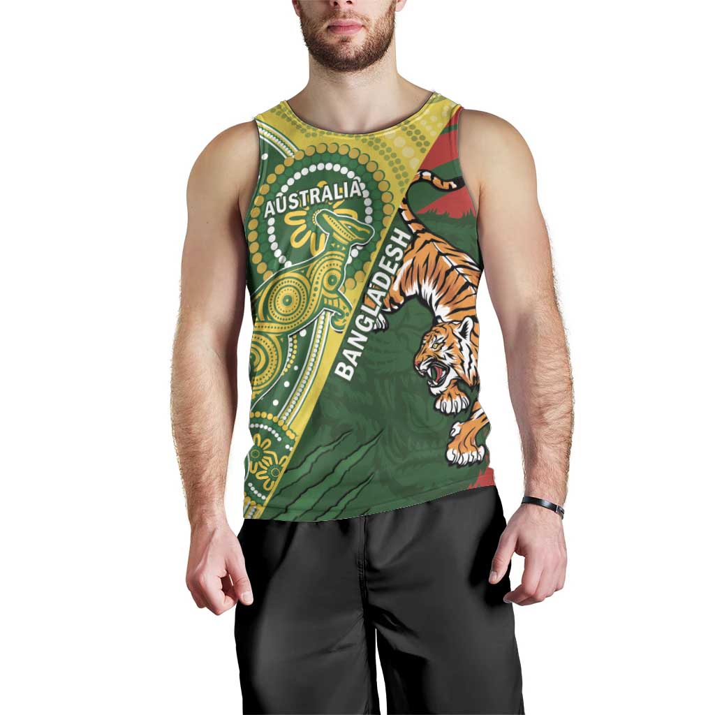 Custom Bangladesh And Australia Cricket Men Tank Top Kangaroo Tiger Together - Vibe Hoodie Shop
