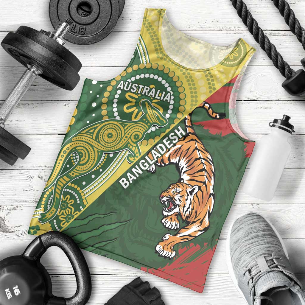 Custom Bangladesh And Australia Cricket Men Tank Top Kangaroo Tiger Together - Vibe Hoodie Shop