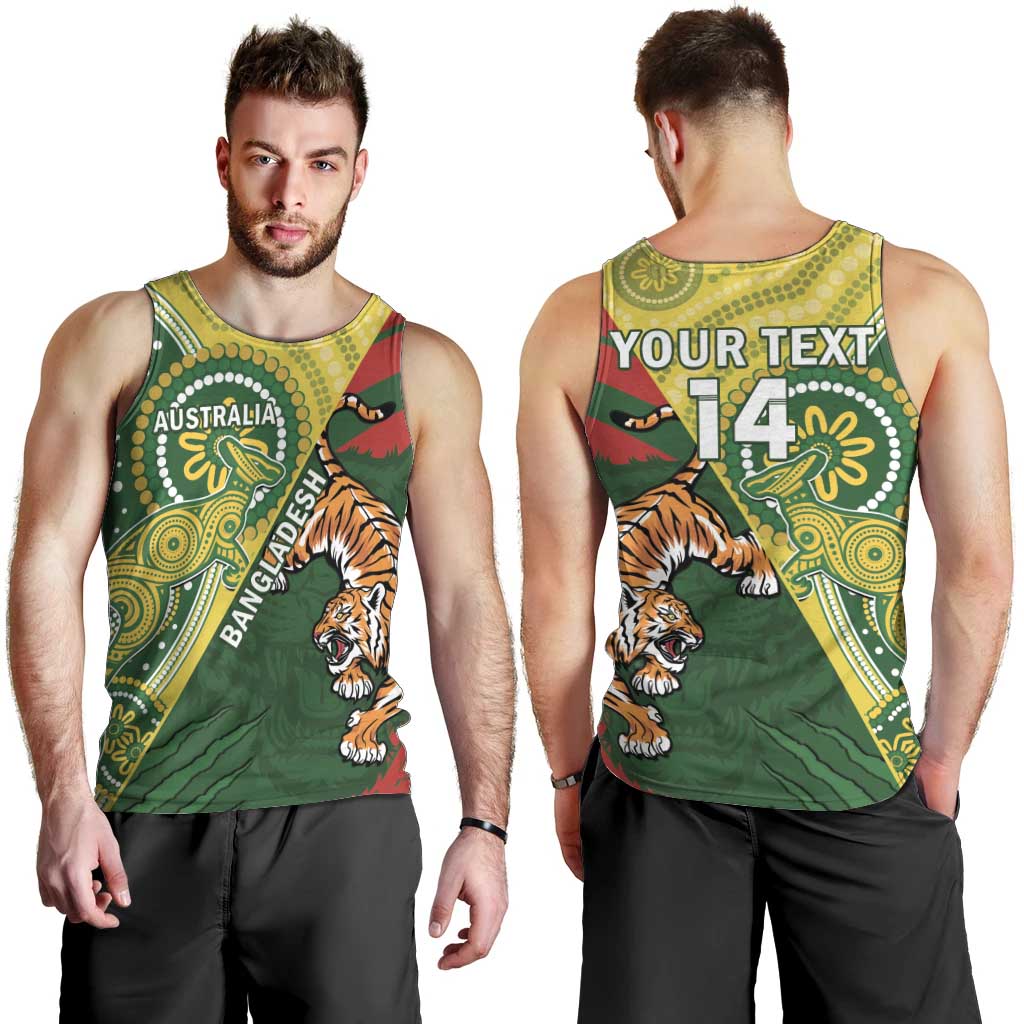 Custom Bangladesh And Australia Cricket Men Tank Top Kangaroo Tiger Together - Vibe Hoodie Shop