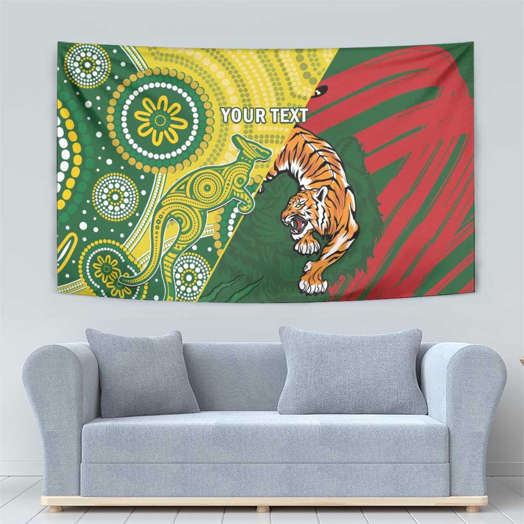 Custom Bangladesh And Australia Cricket Tapestry Kangaroo Tiger Together - Vibe Hoodie Shop