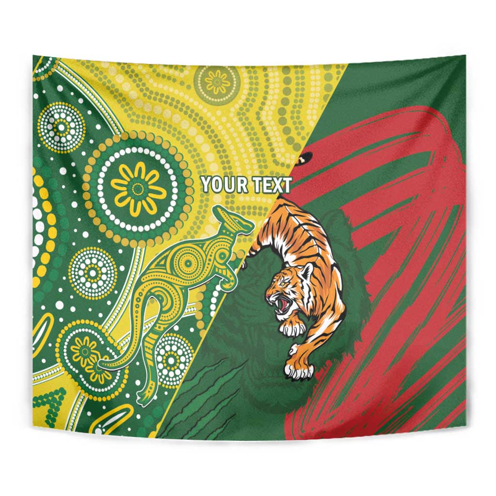 Custom Bangladesh And Australia Cricket Tapestry Kangaroo Tiger Together - Vibe Hoodie Shop