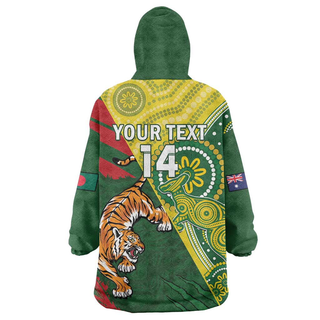 Custom Bangladesh And Australia Cricket Wearable Blanket Hoodie Kangaroo Tiger Together - Vibe Hoodie Shop