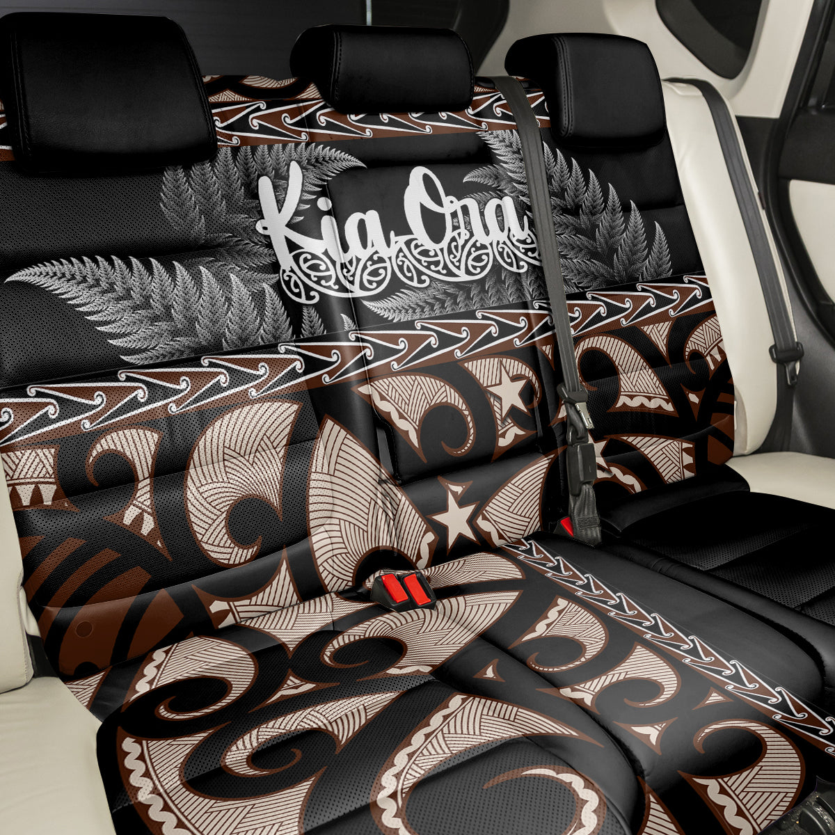 Kia Ora New Zealand Back Car Seat Cover Aotearoa Proud Maori With Silver Fern LT14