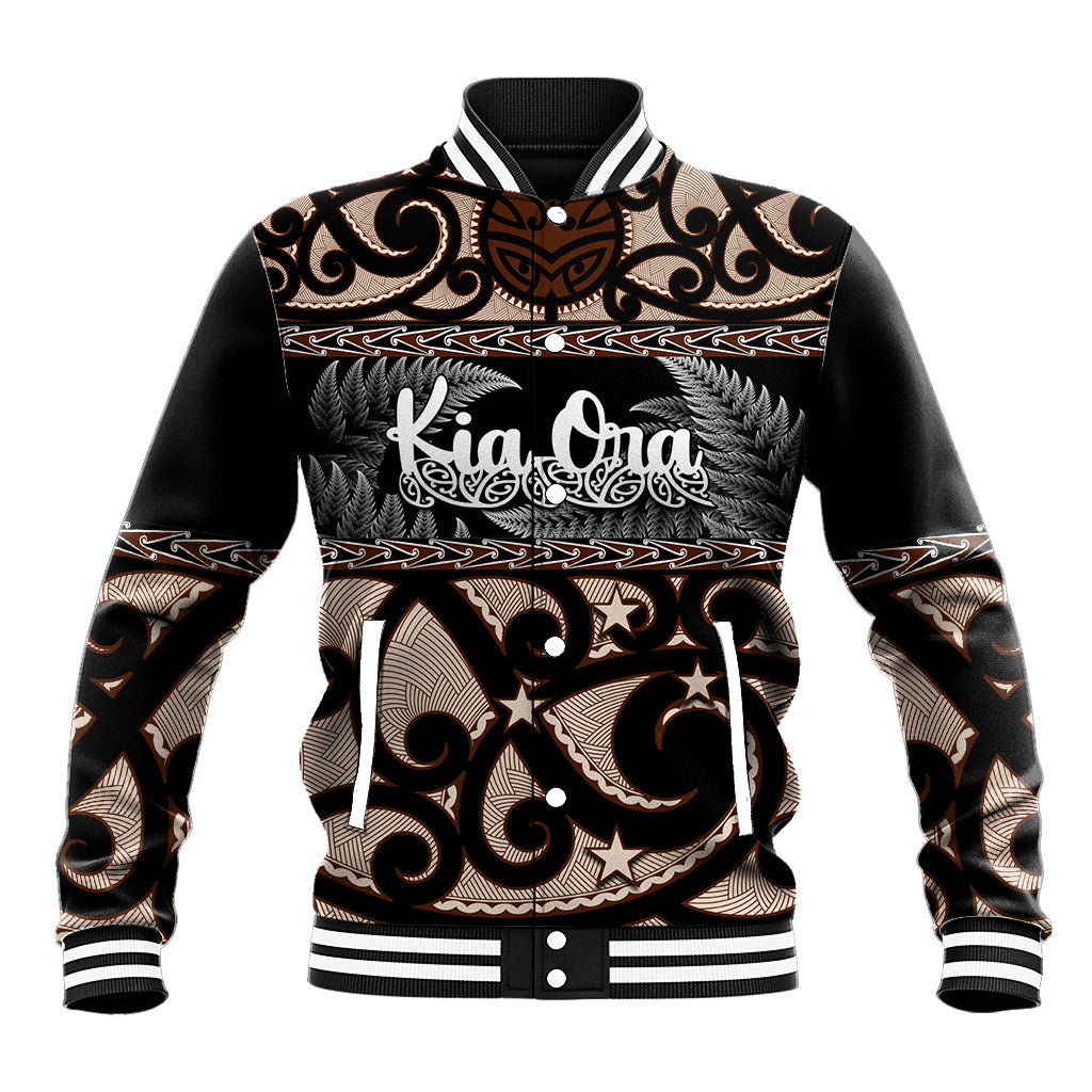 Kia Ora New Zealand Baseball Jacket Aotearoa Proud Maori With Silver Fern - Vibe Hoodie Shop