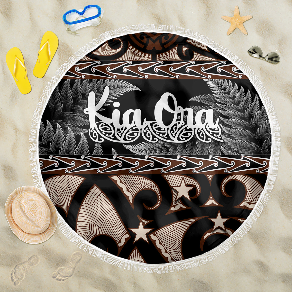 kia-ora-new-zealand-beach-blanket-aotearoa-proud-maori-with-silver-fern