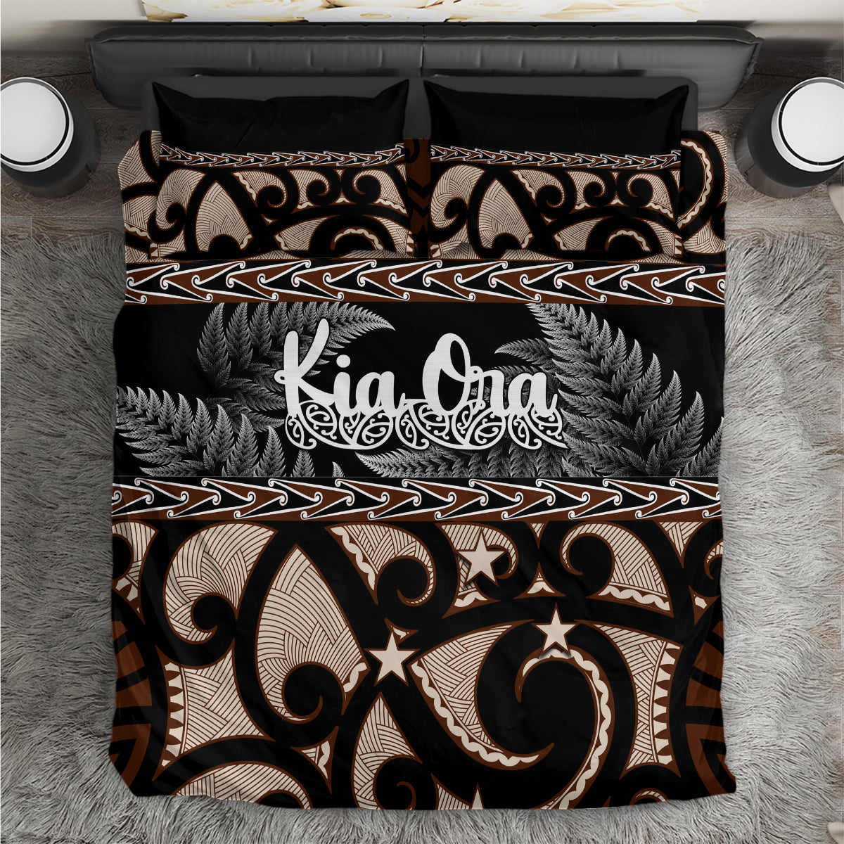 Kia Ora New Zealand Bedding Set Aotearoa Proud Maori With Silver Fern - Vibe Hoodie Shop