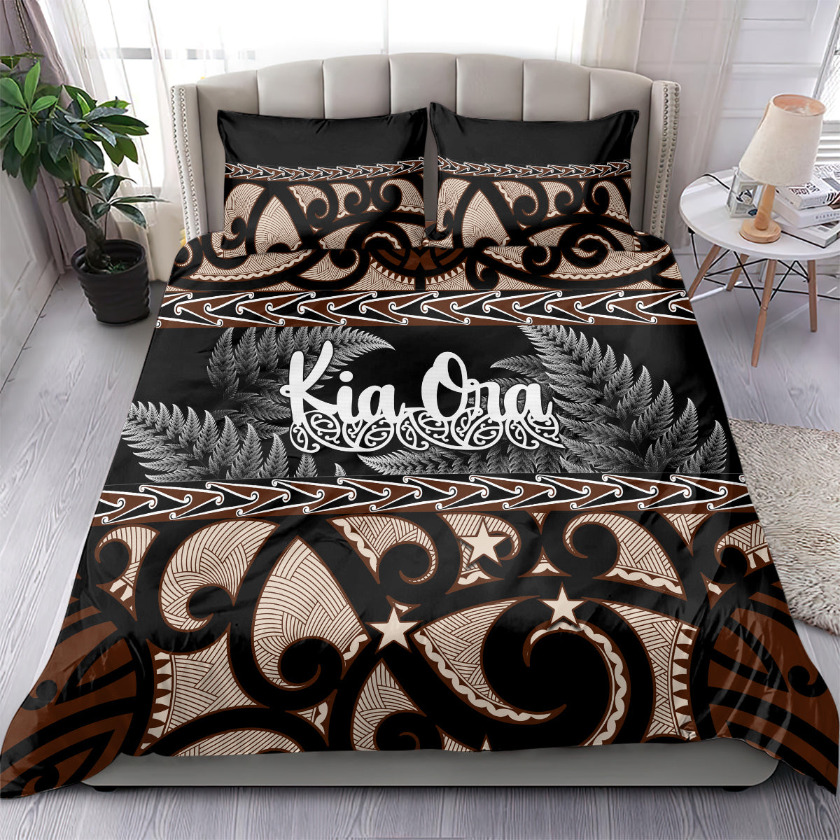 Kia Ora New Zealand Bedding Set Aotearoa Proud Maori With Silver Fern - Vibe Hoodie Shop