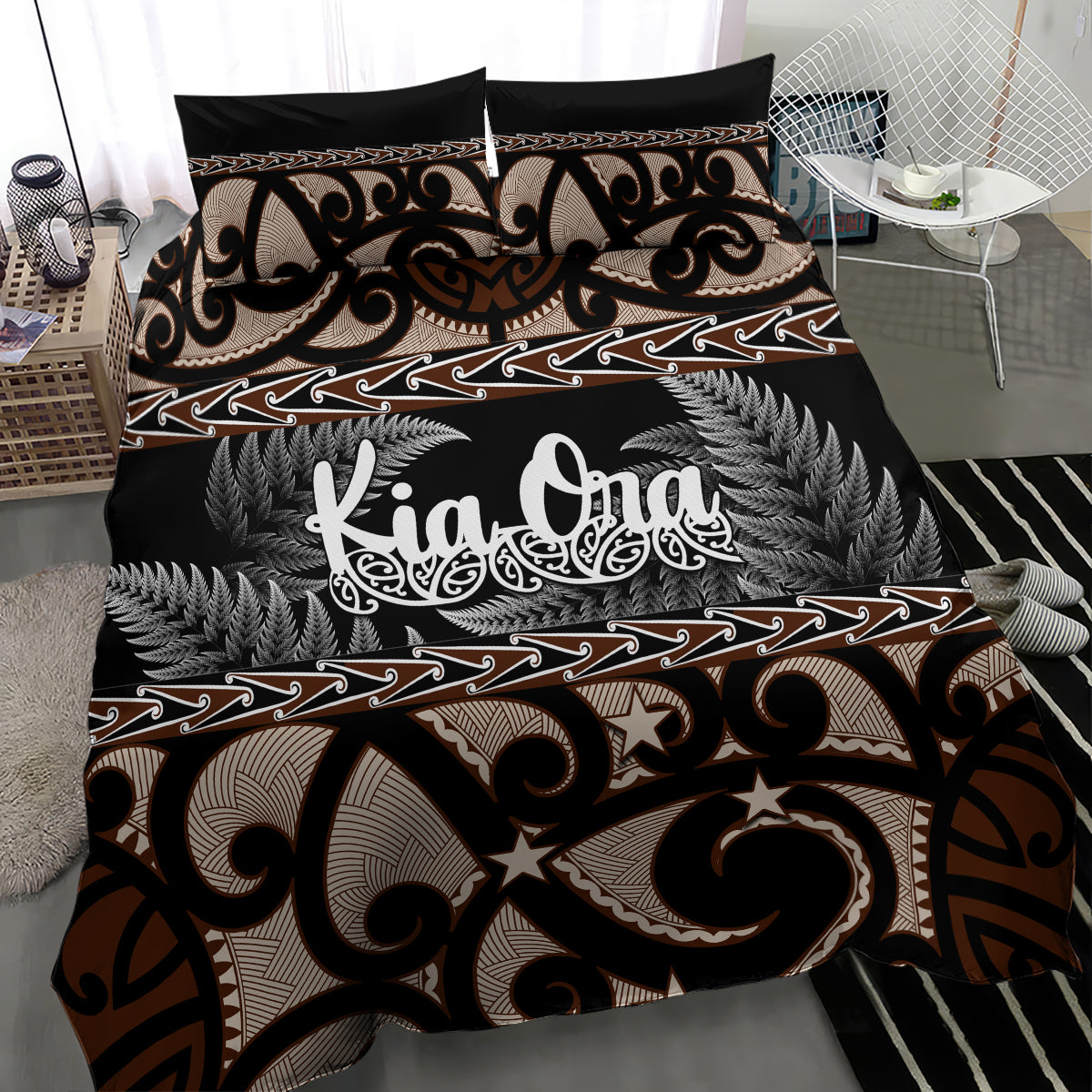 Kia Ora New Zealand Bedding Set Aotearoa Proud Maori With Silver Fern - Vibe Hoodie Shop