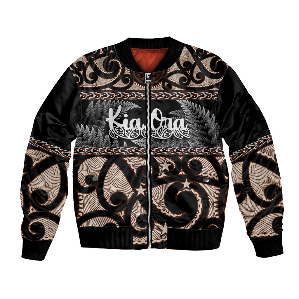 Kia Ora New Zealand Bomber Jacket Aotearoa Proud Maori With Silver Fern - Vibe Hoodie Shop