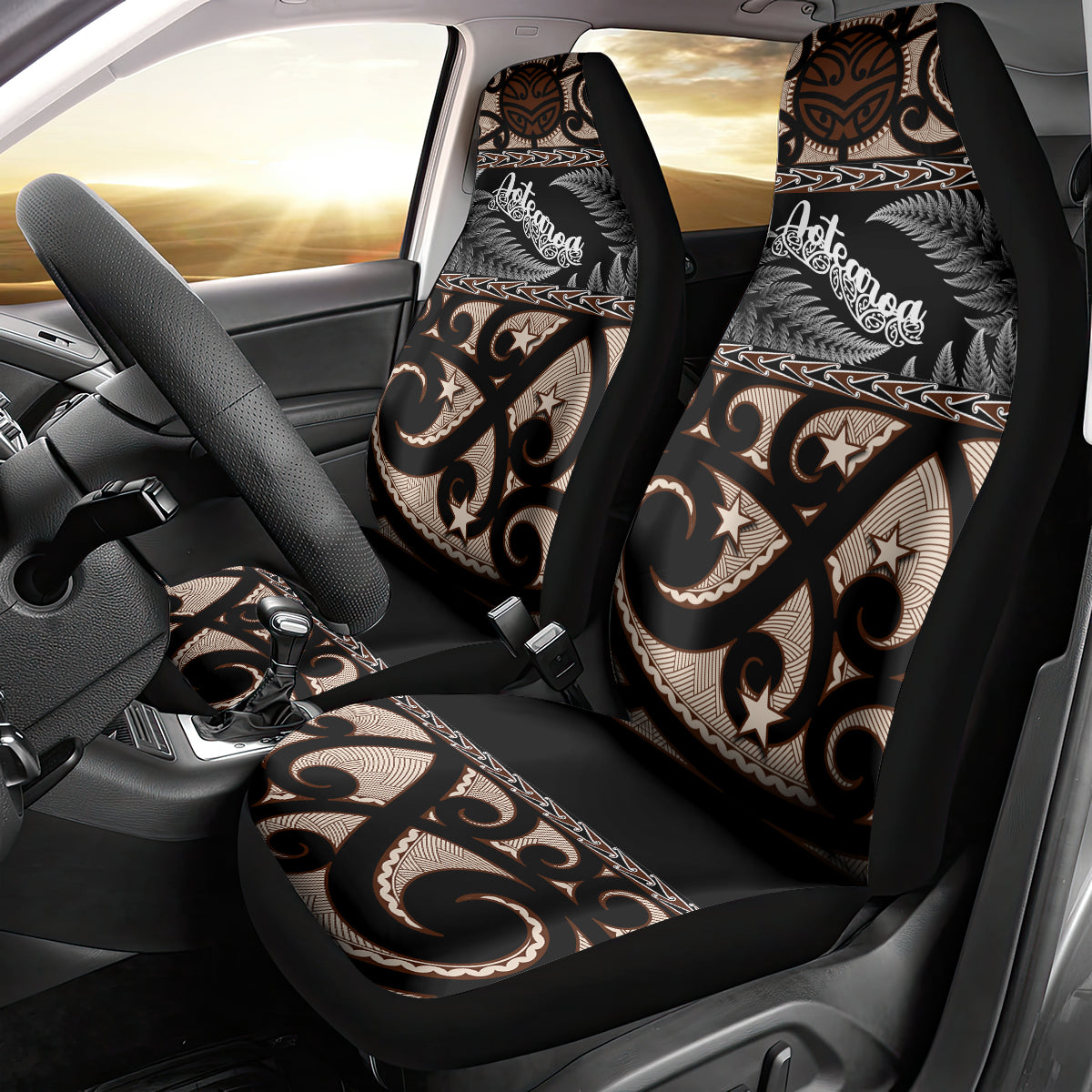 Kia Ora New Zealand Car Seat Cover Aotearoa Proud Maori With Silver Fern - Vibe Hoodie Shop