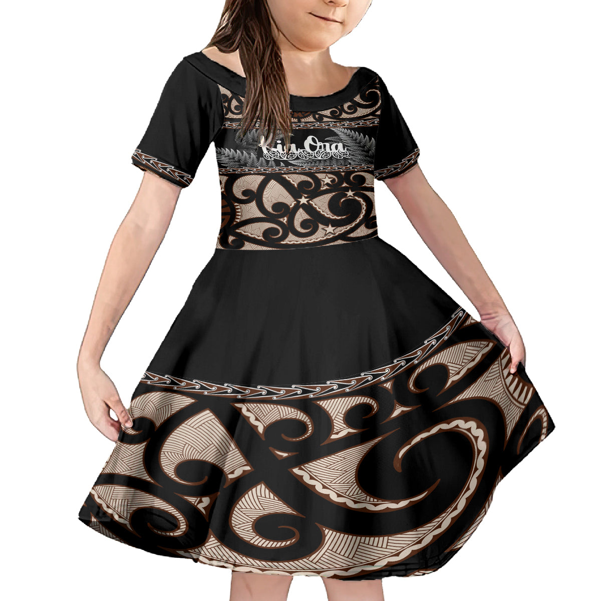 kia-ora-new-zealand-family-matching-off-shoulder-long-sleeve-dress-and-hawaiian-shirt-aotearoa-proud-maori-with-silver-fern