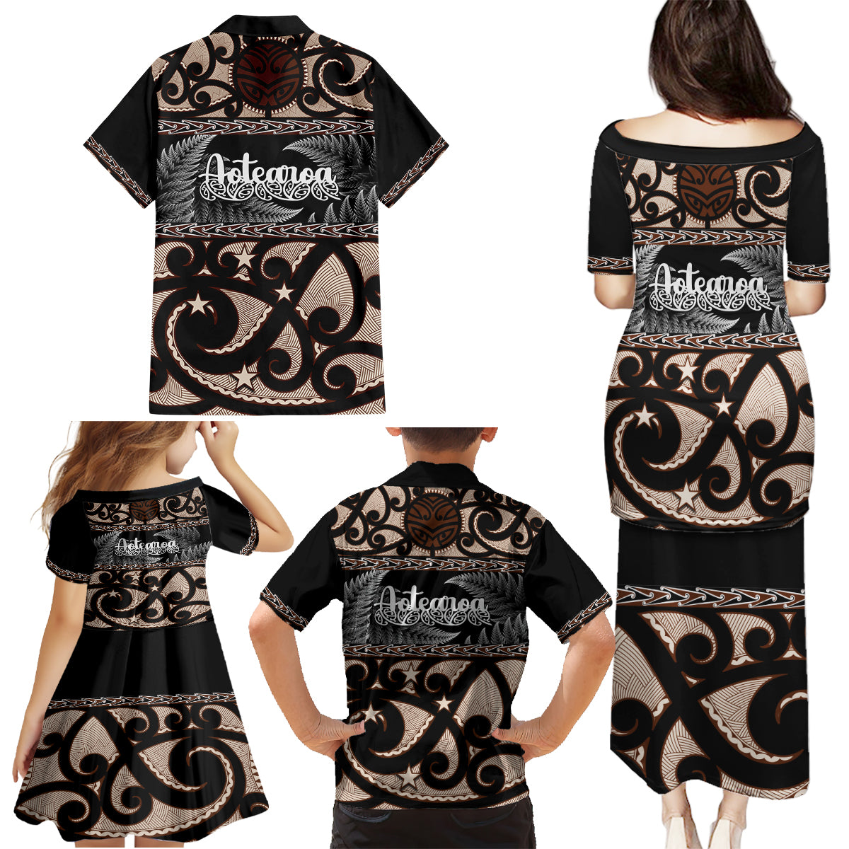 kia-ora-new-zealand-family-matching-puletasi-dress-and-hawaiian-shirt-aotearoa-proud-maori-with-silver-fern