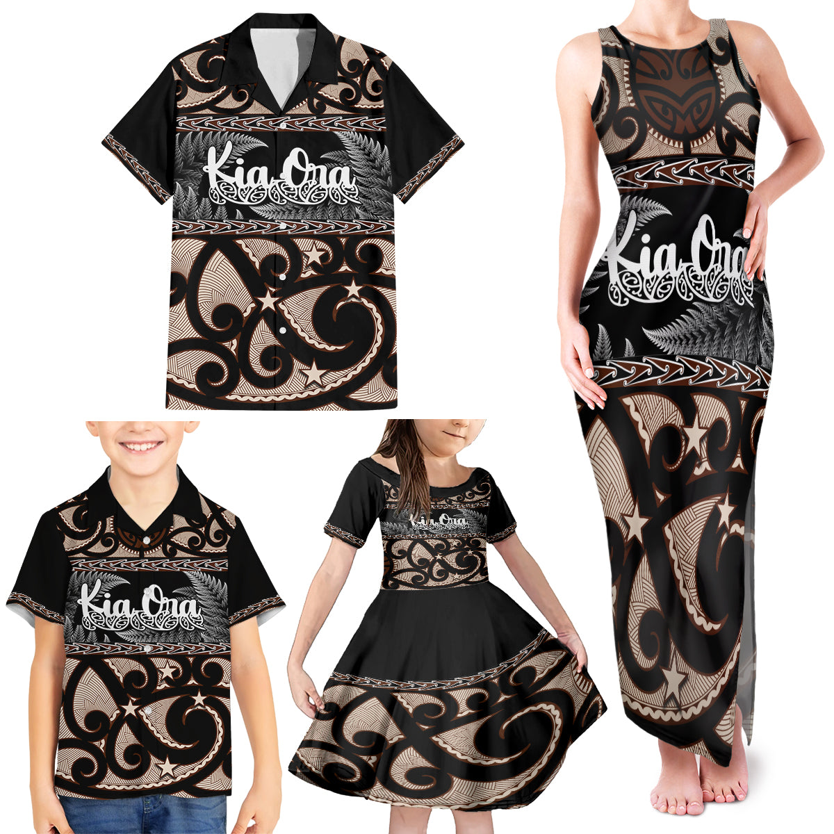 kia-ora-new-zealand-family-matching-tank-maxi-dress-and-hawaiian-shirt-aotearoa-proud-maori-with-silver-fern