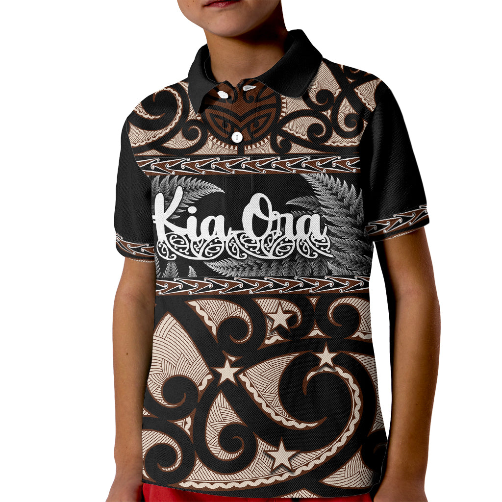 Kia Ora New Zealand Kid Polo Shirt Aotearoa Proud Maori With Silver Fern - Vibe Hoodie Shop